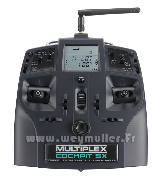 Radio Multiplex Cockpit SX M-LINK Noire 7/7/0 accu Tx 2,4GHz (telemetry)
