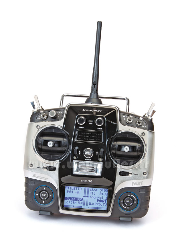 Radio Graupner MX16 V2 2,4GHz HoTT 8/8/0 accus Tx