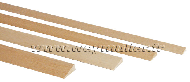 Bord de fuite en balsa angle droit 10 x 40 mm. 1 m