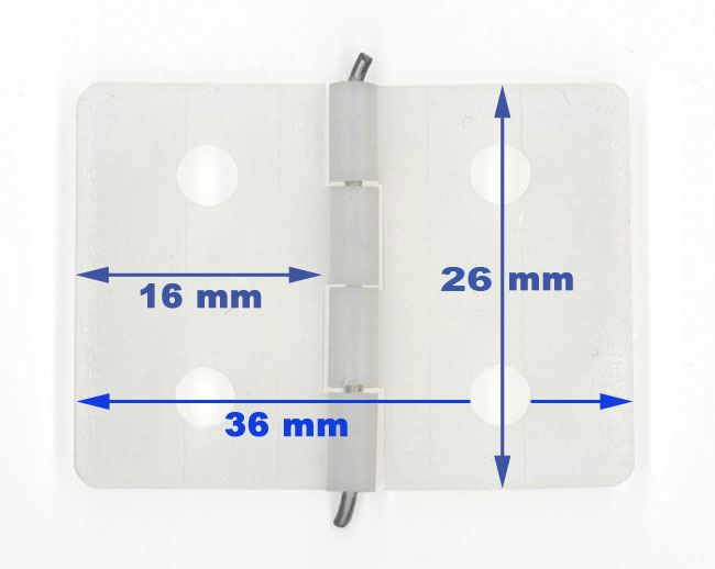 Charnière en nylon, axe métal.<br>10 pièces