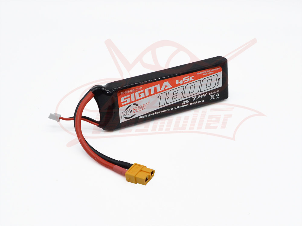 Pack accus 2 éléments 7,4V 1800mA 45C XT60