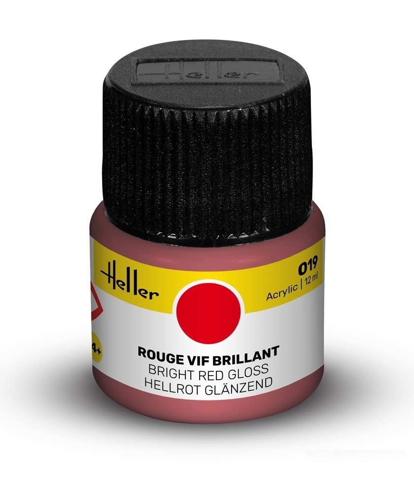 Peinture Heller acrylique 12ml. Rouge vif brillant 019