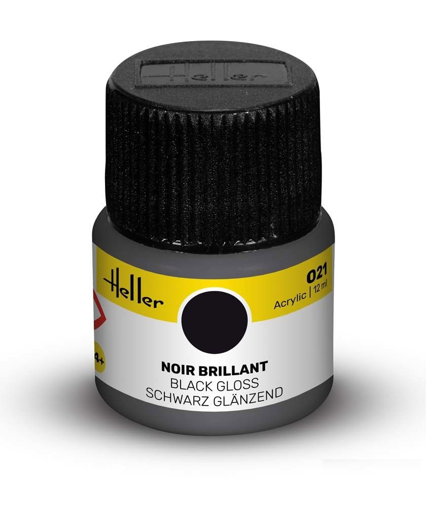 Peinture Heller acrylique 12ml. Noir brillant 021