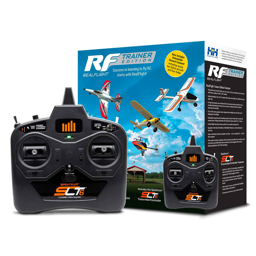 Simulateur RealFlight Trainer Edition RC avec l'émetteur SLT6. Mode 2