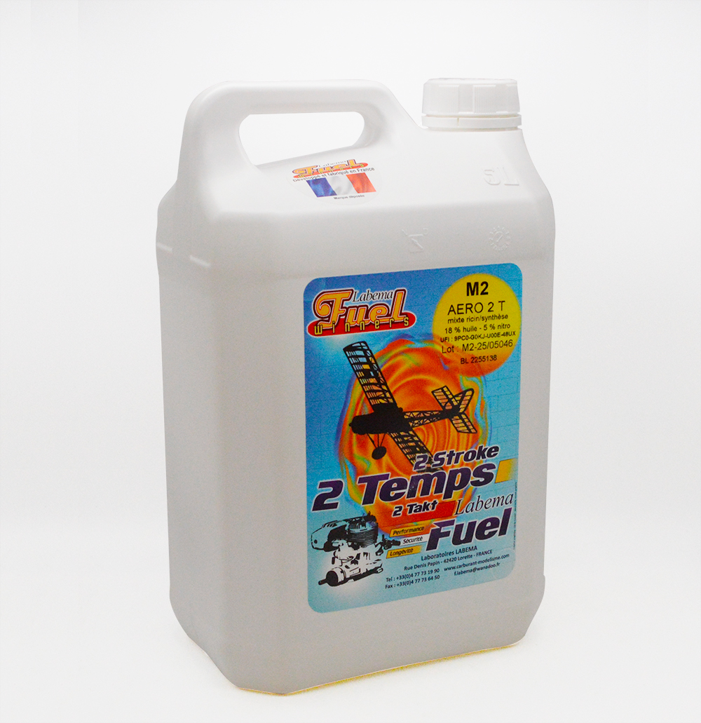 Carburant LABEMA M2 5% de nitrométhane, 9% ricin, 9% synthèse. 5 litres