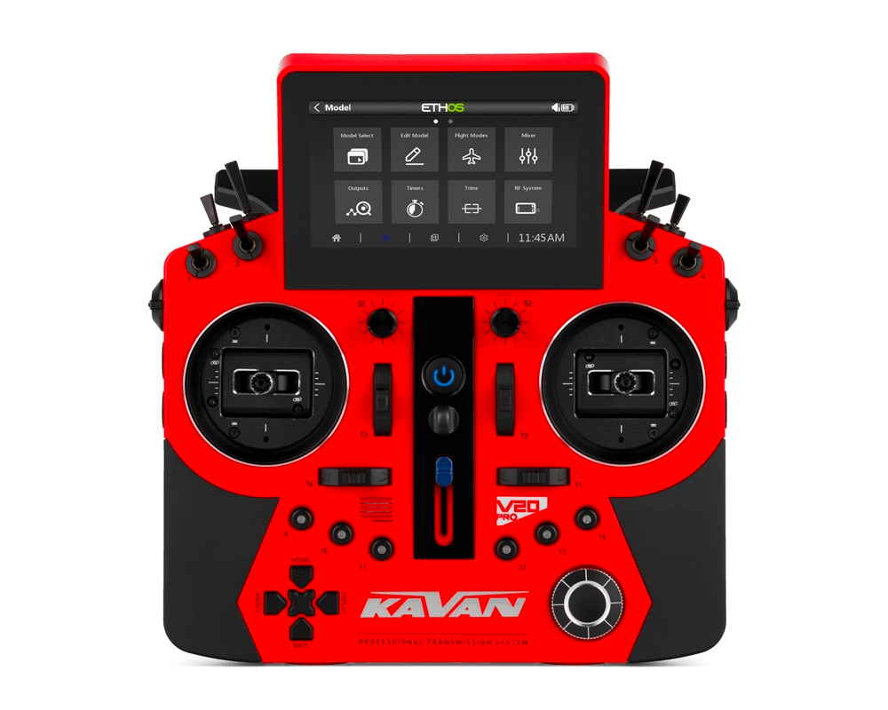 Emetteur Kavan V20 PRO rouge, 24 voies. Mode 2