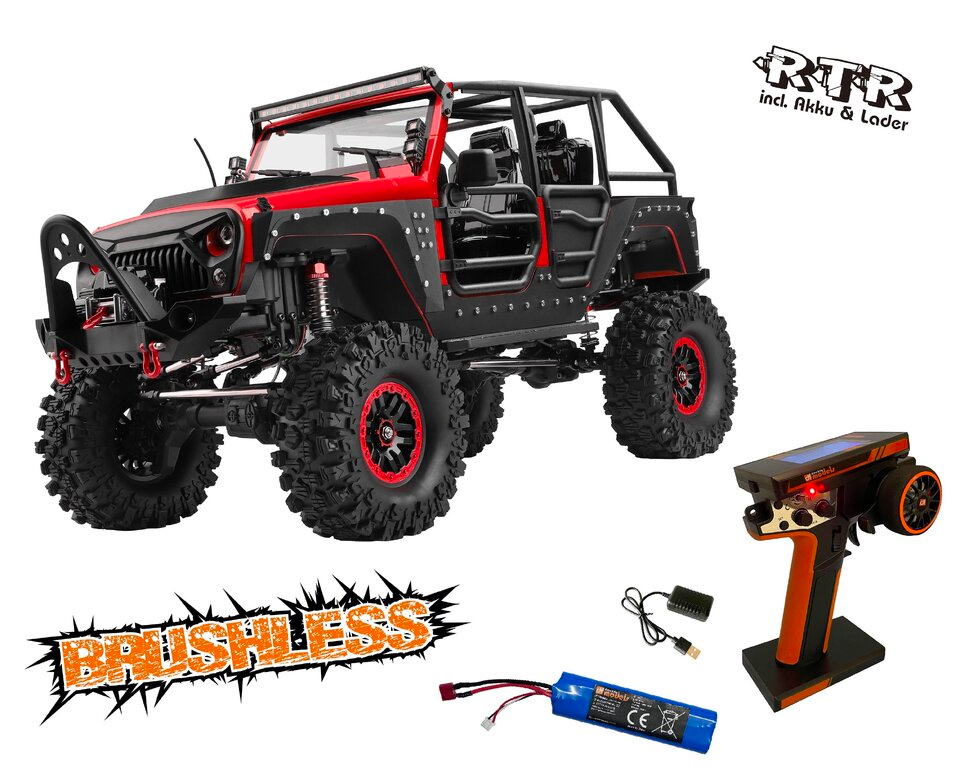 DF-04S PRO Brushless - Crawler 4x4 rouge 1/10 RTR