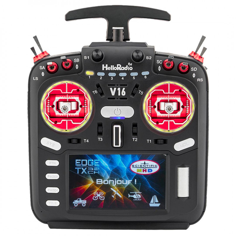 Emetteur V16 MAX ELRS rouge. Mode 1